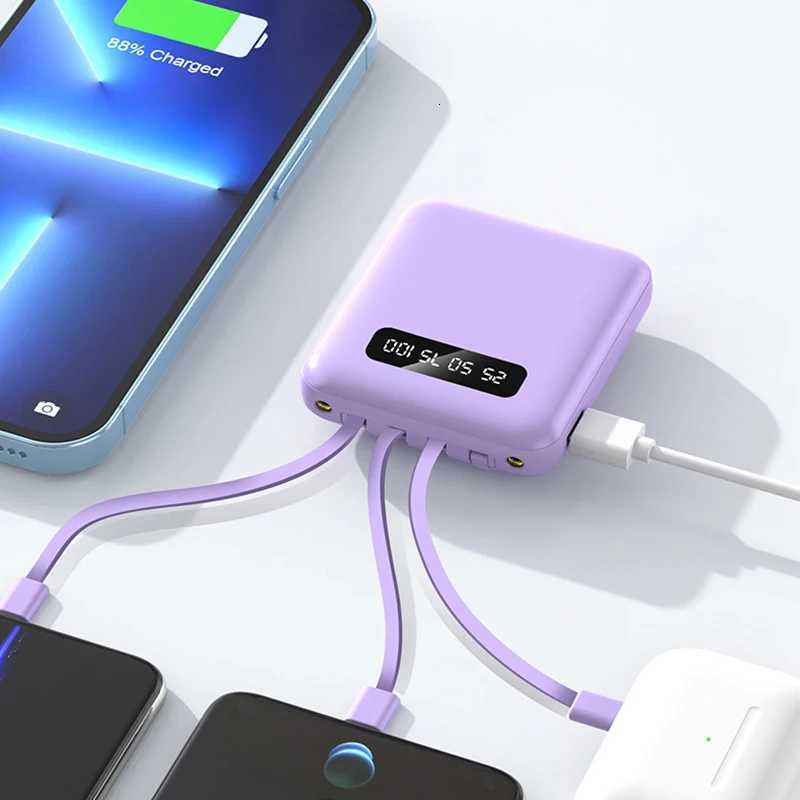 20000mAh Power Bank With Cable LED Digital Portable External Battery Pack for iPhone 16 15 Mini Powerbank H251213