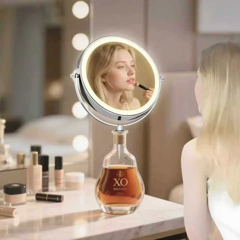 Chrome Wine Bottle Mirror 360Rotating10x Magnifying Makeup Mirror Adjustable Dimming Vanity Cosmetic Mirrors with LightT251213