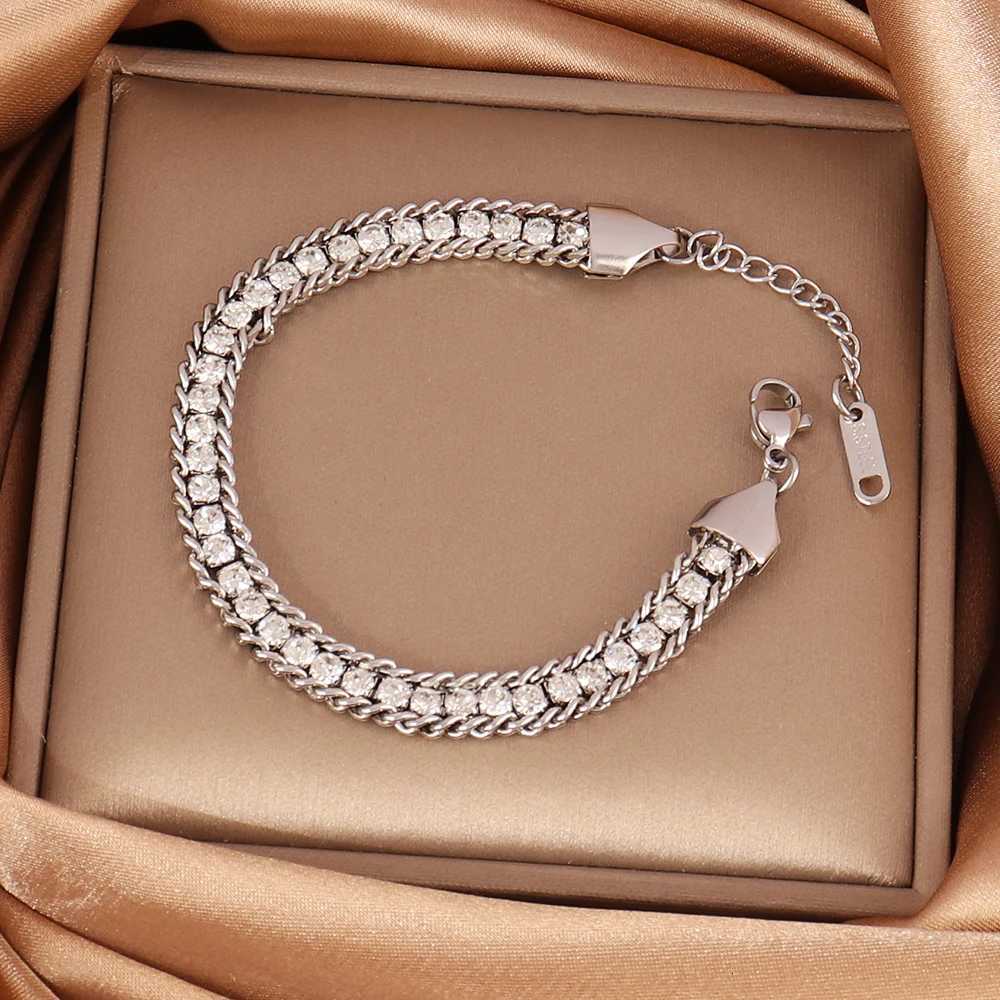 316L Stainless Steel For Women Luxury Tennis Chain Color Crystal Zircon Chain s Jewelry M251213
