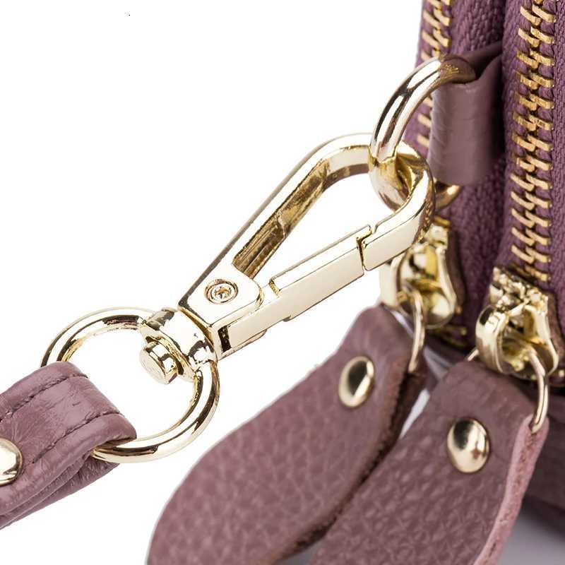 Real Leather Wen Lg Wallet Ladies Double Zipper Coin Purse Four-Leaf Card Holder Fem Cute Mey Bag Luxury Cluh Y251213