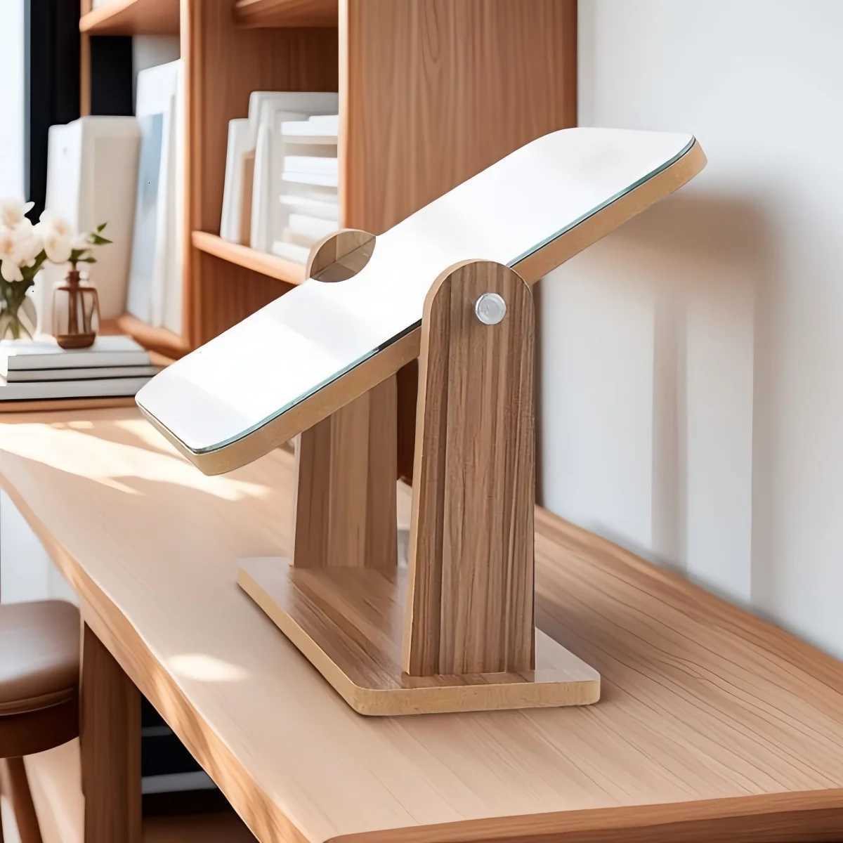 360 degree adjustable optional wooden desktop makeup mirror European minimalist beauty mirrornatural wood color mirrorT251213