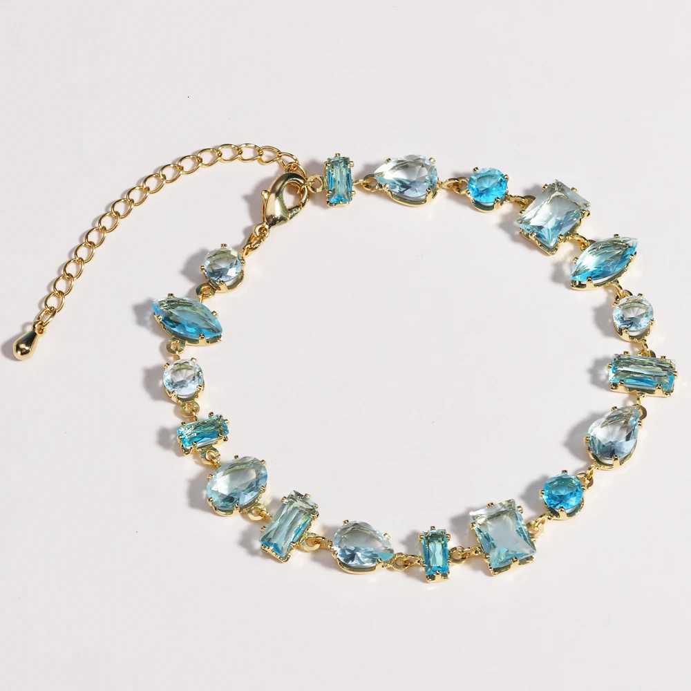 Exquisite Ppurple Lake Blue Zircon Geometry Shaped Tennis CZ for Women Fashion Charm Crystal Metal Chain s M251213