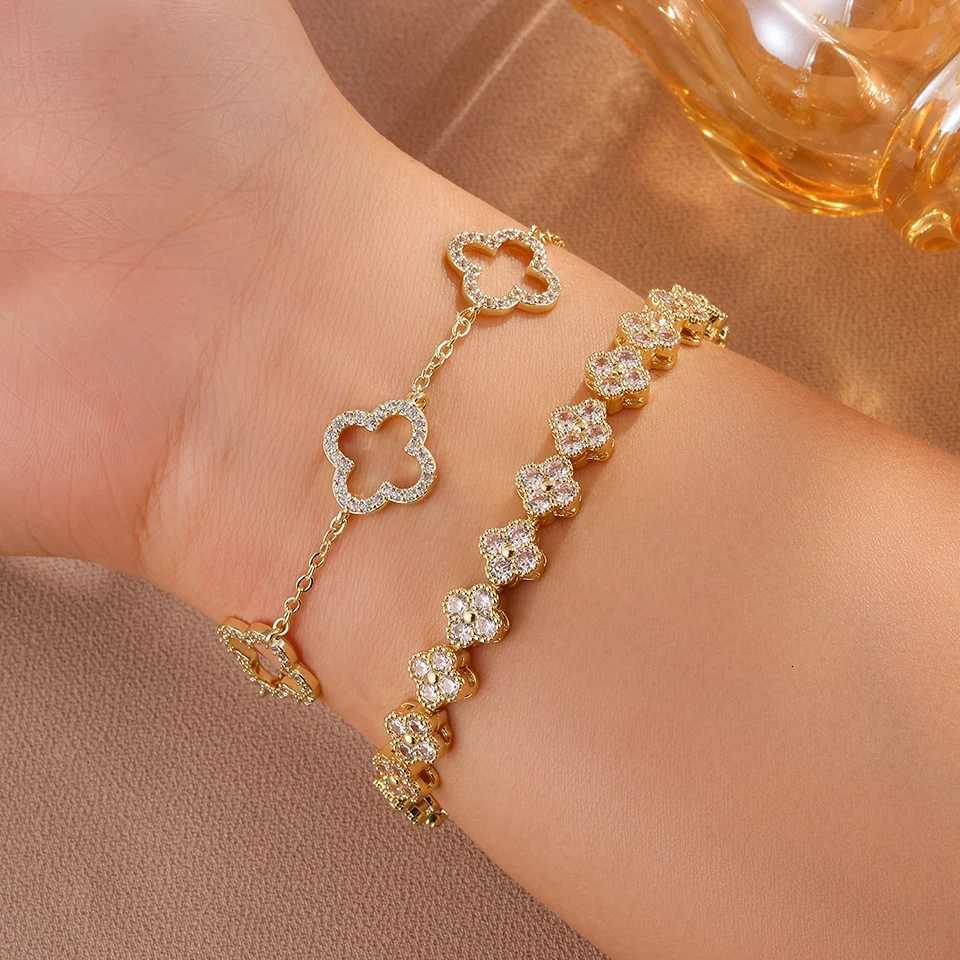 Yupsk 2 Pieces Shiny Zircon Flower Bangle Stackable Jewelry Set for Women Chic Colorful CZ Jewelry M251213