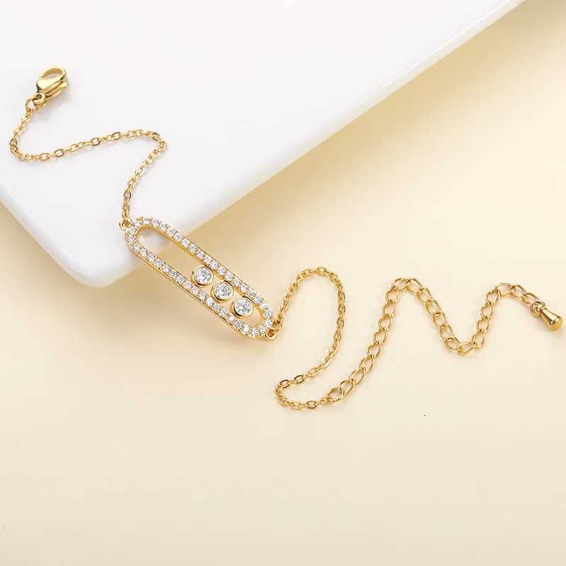 GD Arab Design 3 Dot Beads Bar Charm Bangle Pave AAA Zircon Stainless Steel for Women Luxury Jewelry M251213