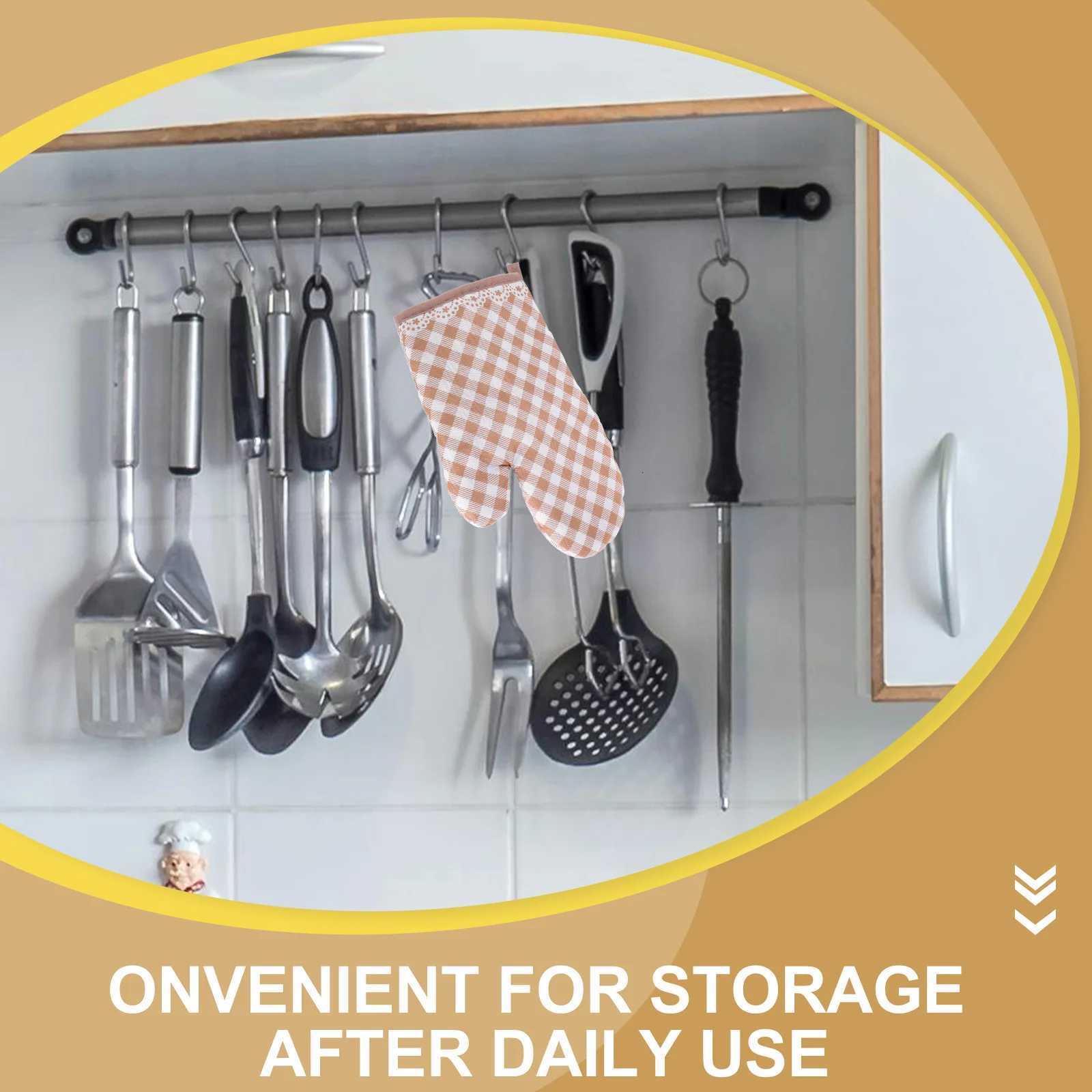 Oven Glove Heat Resistant Plaid Design Baking Mittens Microwave Bbq Grill Hand Cover for Cooking Protection Reusable Kitchen H251212