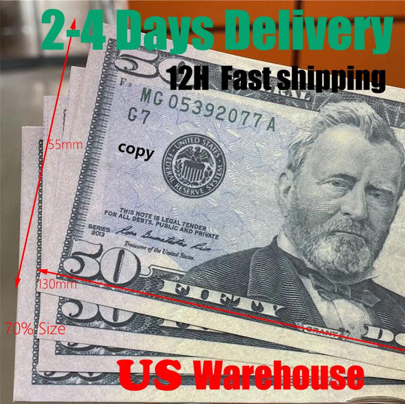 Wholesales Prop Money USA Dollars Party Supplies Fake Money For Movie Banknote Paper Novelty Toys 20 50 100 Dollar Education Toy for Music Video 130*55mm 70% Size