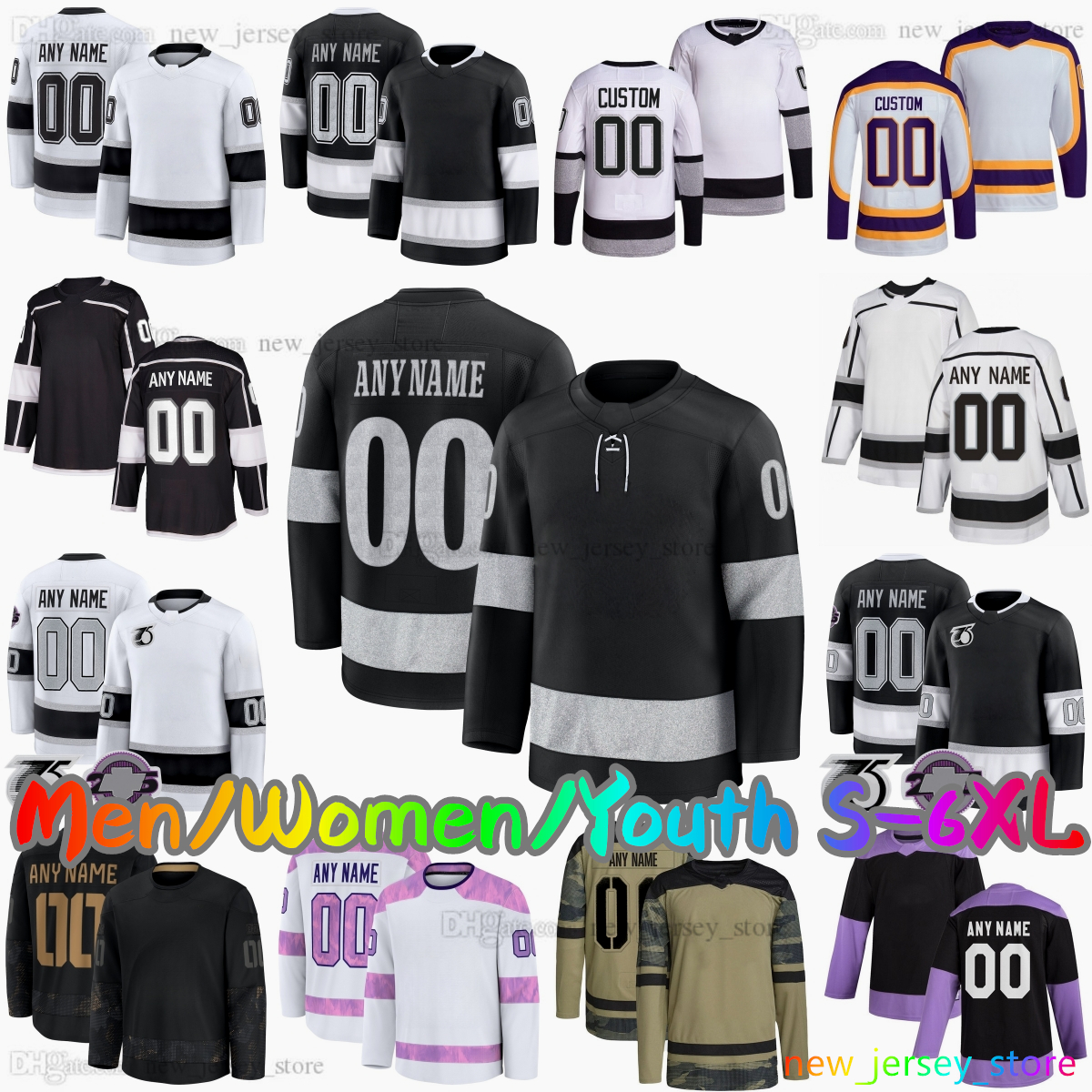 2025-26 Custom S-6XL 11 Anze Kopitar Ice Hockey Jersey 8 Drew Doughty 99 Wayne Gretzky 55 Quinton Byfield 22 Kevin Fiala 12 Trevor Moore 9 Adrian Kempe Stitched Jerseys
