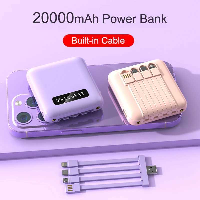 20000mAh Power Bank Fast Charge Mini Mobile External Battery Charger for iPhone 15 Powerbank with 4 Cable H251213