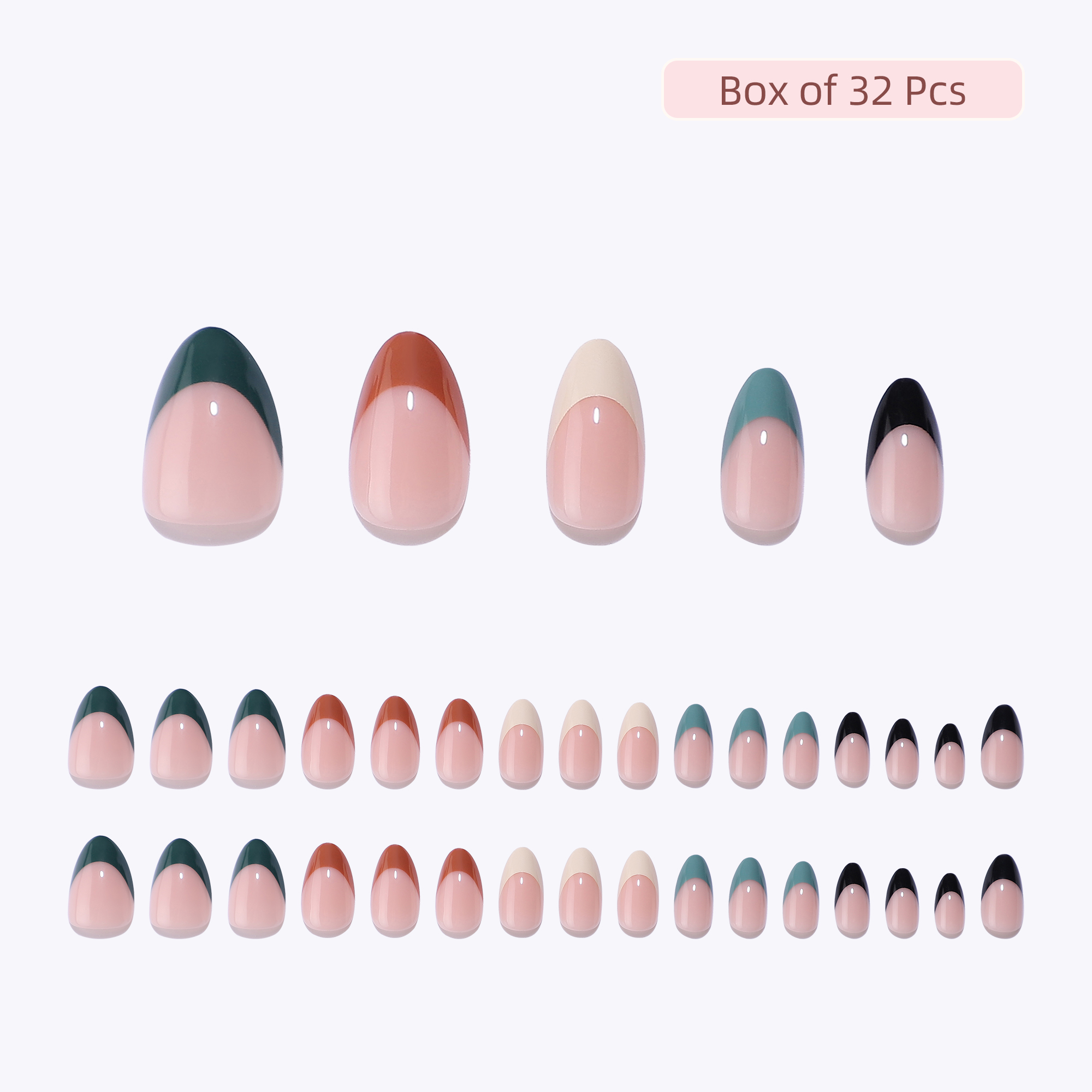 French Tip Press On Nails Almond Hot Pink Short Stick Fake Nails For Women Glue Different Sizes Soft Gel False Nail Kit Berry