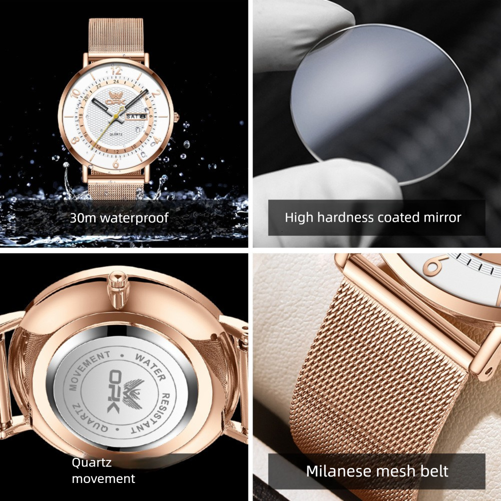 OPK Designer Men's Watch: Casual, Fashionable, Simple And Versatile Luxury Outdoor Sports Wristwatch With Mesh Strap And Waterproof Quartz Men 