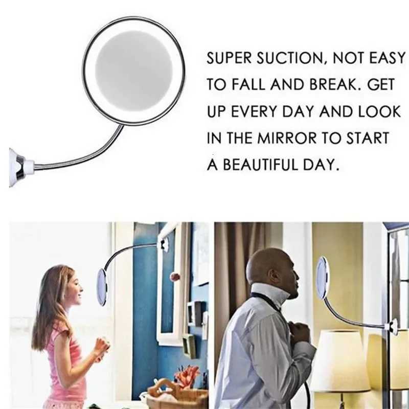 Portable Flexible Makeup Mirror 10X Magnifying Mirrors LED Lighted Touch Screen Vanity Mirror Dressing Table Cosmetic Mirrors 30T251213