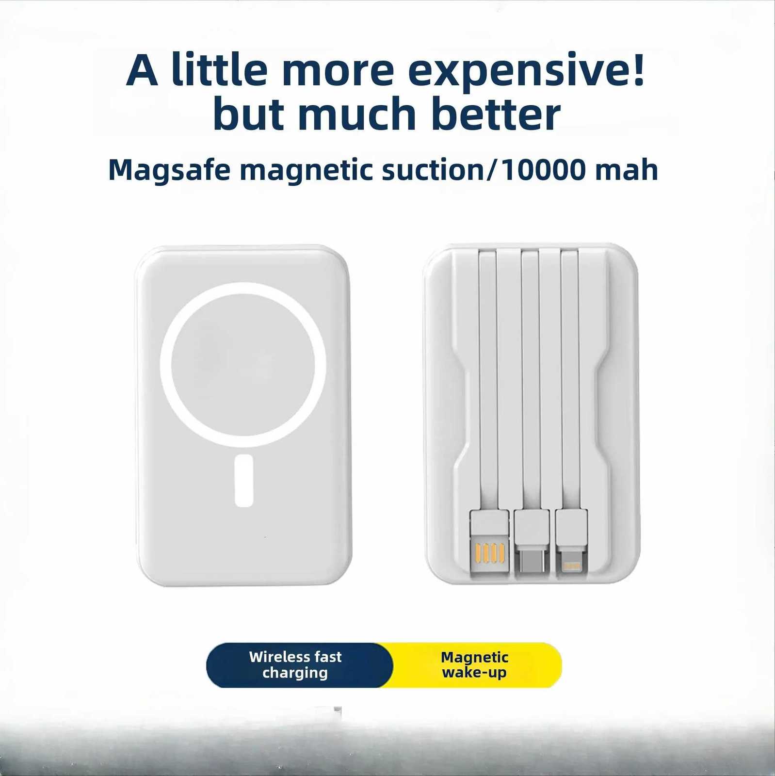 Magnetic Wireless Power Bank 10000 MAh Self-contai Cable er Fast Charging BCAK Mobile Power ply H251213