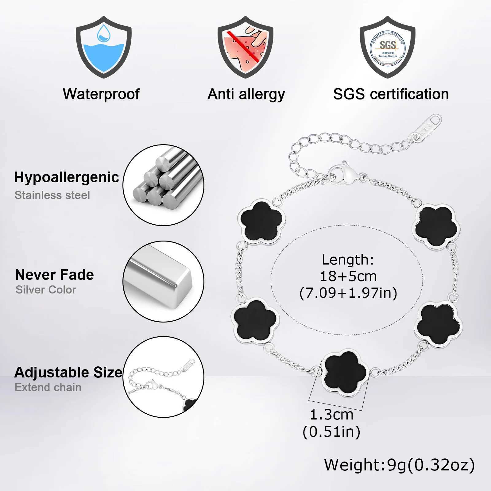 Stylish Five for Men BoysWaterproof Stainless Steel Flower WristbandBirthday Party Anniversary Gift M251213