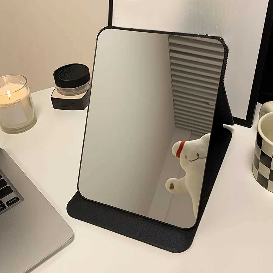 Portable Folding Makeup Mirror with FrameVisually Appealing Black Desktop Vanity Mirror for Dorm Office or Home UseT251213