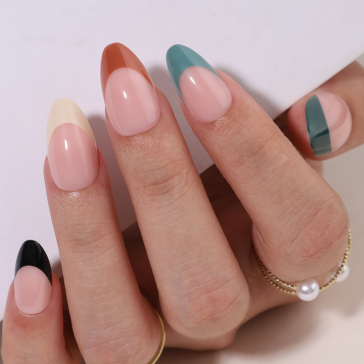 French Tip Press On Nails Almond Hot Pink Short Stick Fake Nails For Women Glue Different Sizes Soft Gel False Nail Kit Berry