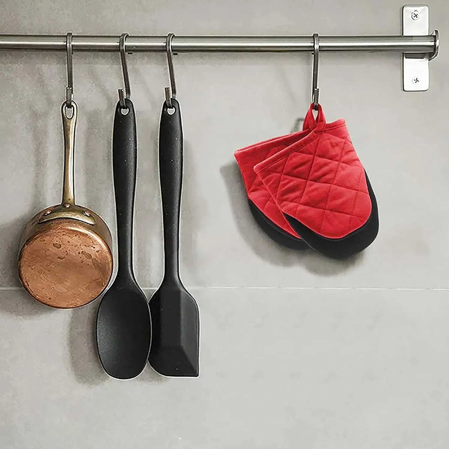 Kitchen Oven Mitts High Heat Resistant Short Oven Gloves Anti-scald Non-Slip Grip Surfaces Hanging BQ Baking Cooking Anti Scald H251212