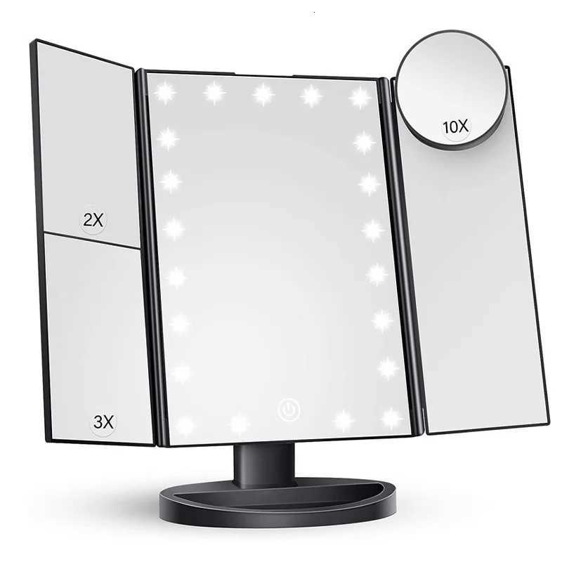 Makeup Vanity Mirror With Lights Adjustable Brightness Mirror With 1x/2x/3x Magnification And Touch Screen Trifold Makeup MirrorT251213
