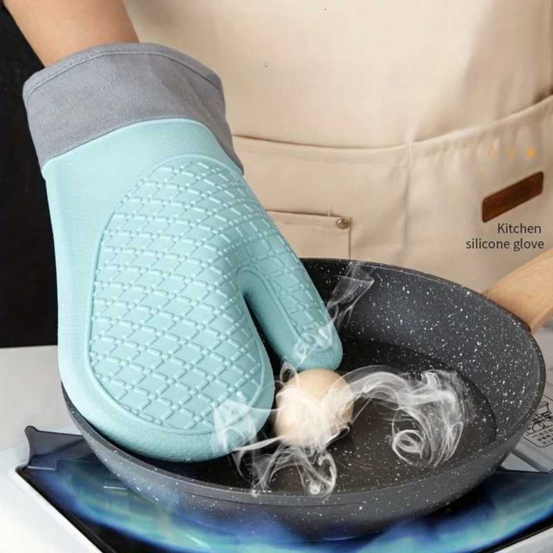 1Pc silicone heat-resistant oven glove easy to clean oven gloves high-temperature heat-resistant gloves for kitchen baking H251212