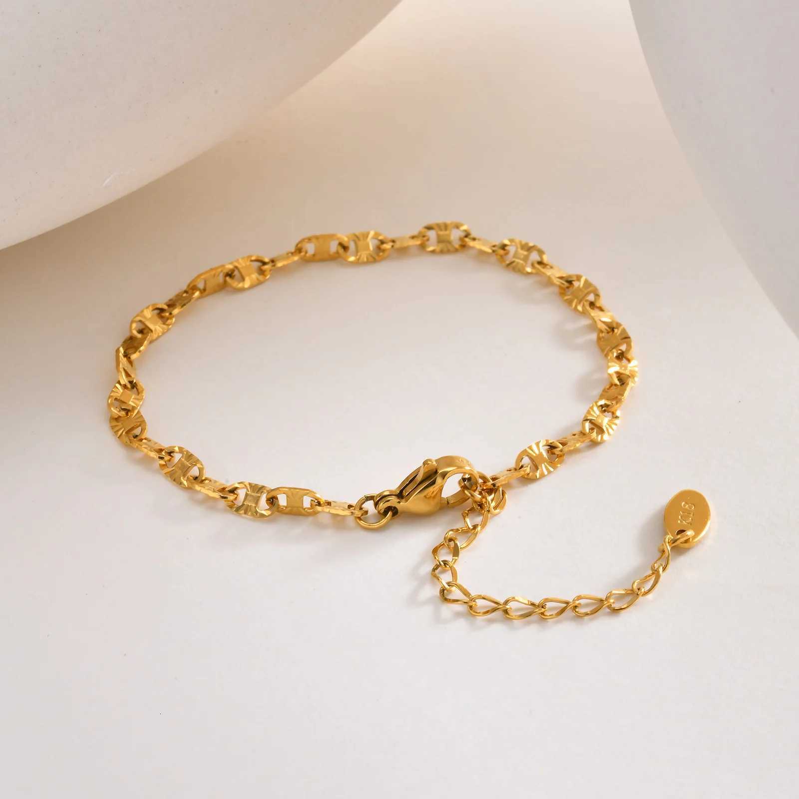 Simple Handmade Chain s for Women GirlsGold Color Stainless Steel Lucky Wristband Birthday Gifts for Her M251213