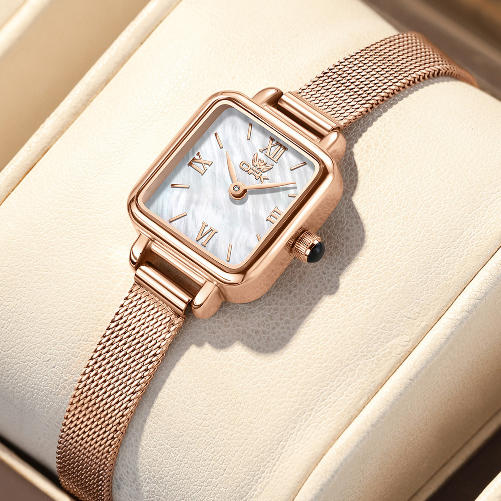 OPK Designer Women's Watch, A Niche And Light Luxury Women's Watch, A Retro Square Quartz Watch, A Small Brown Valentine's Day Gift For Women