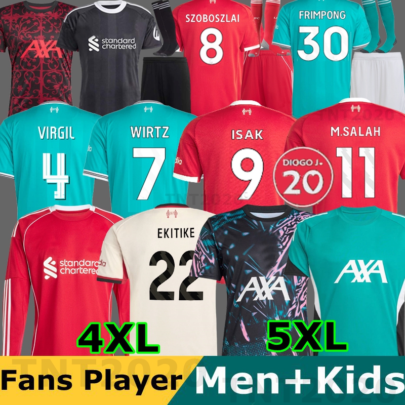 2025 RedsMohamed Salah Darwin ISAK 25 26 Home Away Football EKITIKE 22 Soccer Jersey Szoboszlai Robertson DIOGO J. WIRTZ MAC ALLISTER Jones kids Kit FRIMPONG GERRARD