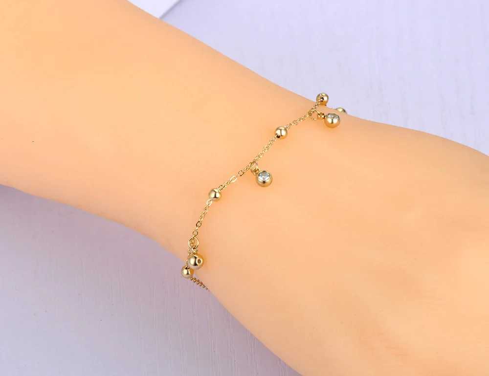 Lokaer Bohemia Titanium Stainless Steel Beads Chain Charm s For Women Trendy 14K Gold Plated CZ Crystal Jewelry B21090 M251213