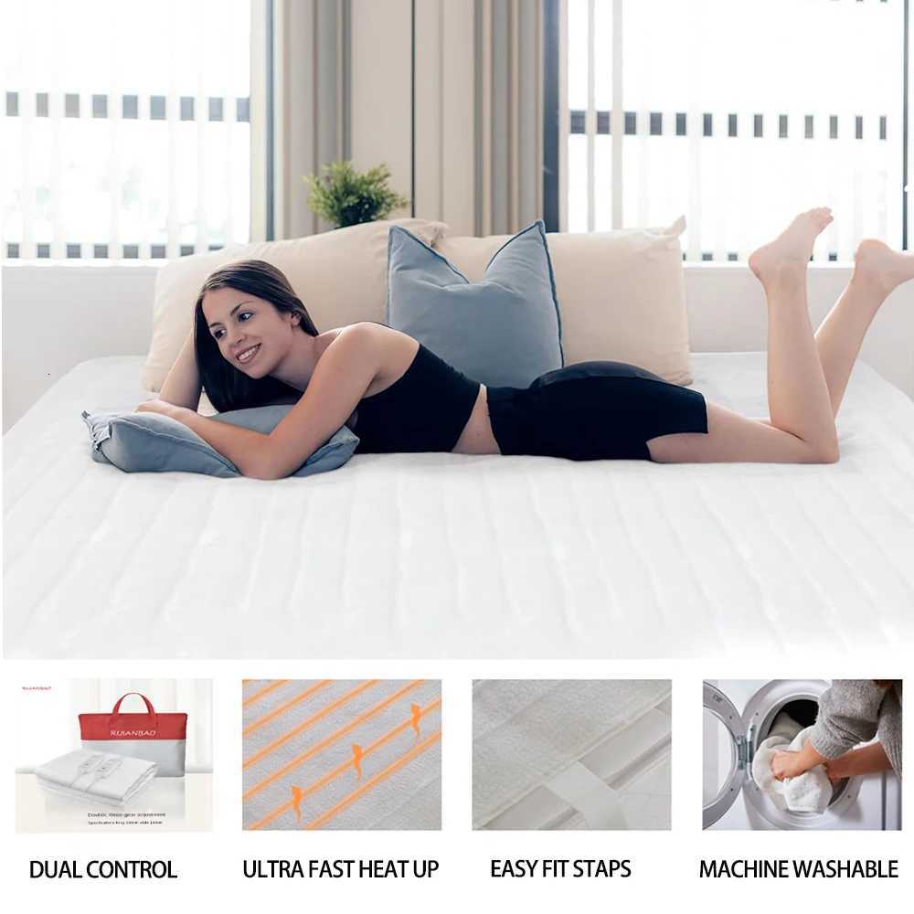 RUIANBAO Heated Blanket Electric Blanket Timer Heated Pad Queen 160150cm 220V Dual Control Thermal Mattress Heated Bed Warmer Y251212