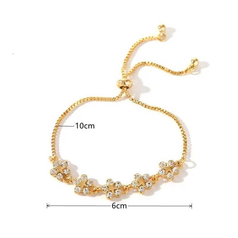 2pcs Gold-color And Silver-plated s Light Luxury Style Flowers Small Stars Brass Beads Adjustable Jewelry M251213