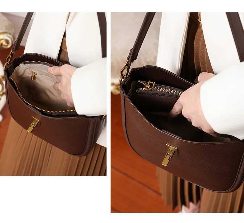 Womens Cowhide Genuine Leather Shoulder Bag Ladies Soft Natural Cow Leather Handbag Female Fashion Luxury Design Crossbody BagT251213