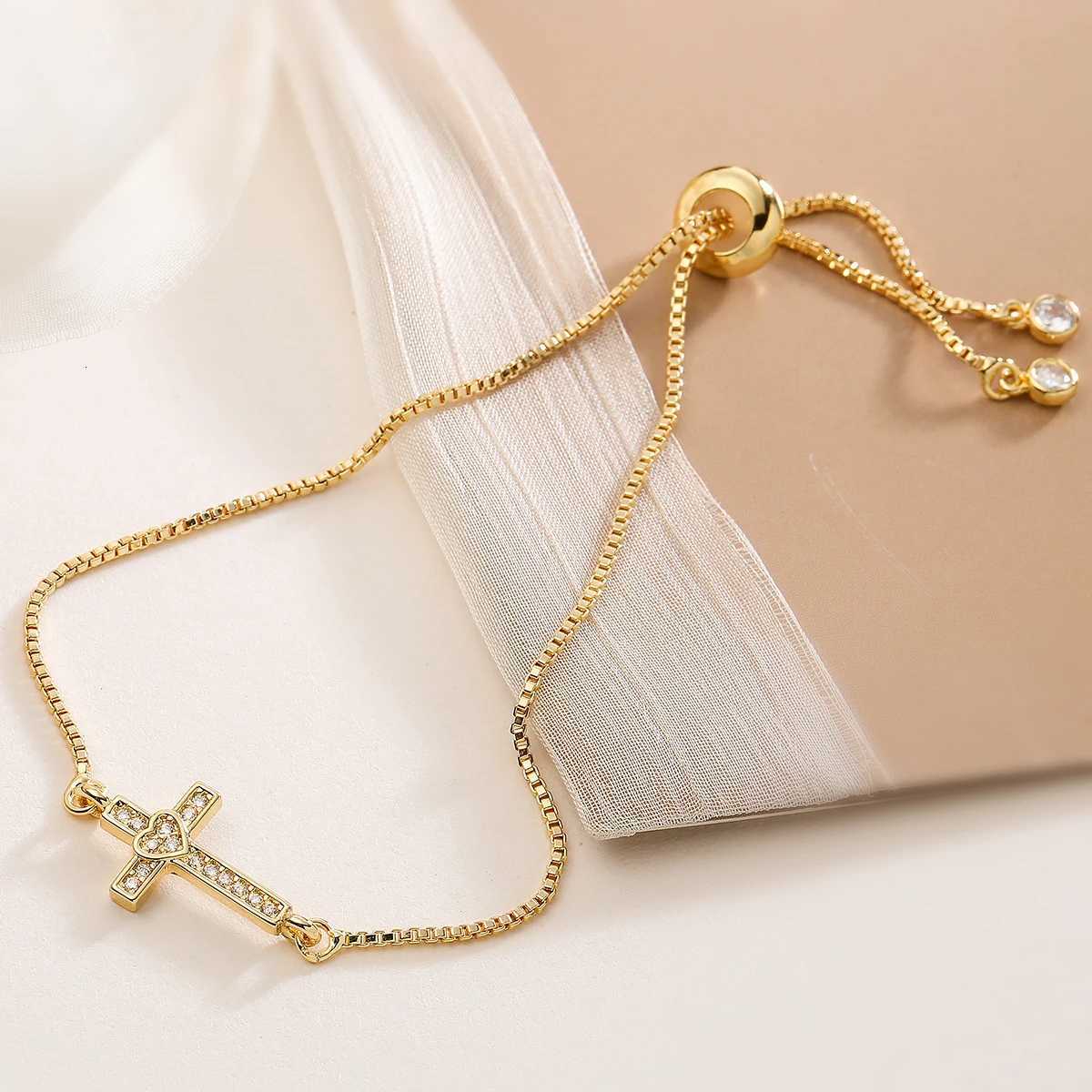 2025 New Fashion 16 Style Gold Color AAA CZ Zircon Cross Charm s For Women Adjustable Delicate Party Jewelry M251213