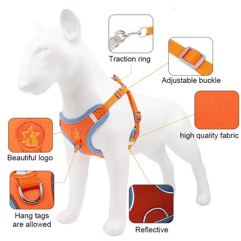 Pet Harness Vest Walking Lead For Puppy Dogs Collar Adjustable Reflective Breathable Harness for Dogs Puppy and Cats M251213