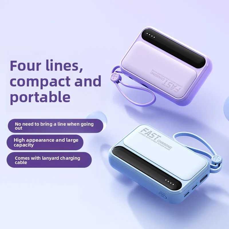 20000mAh Power Bank Fast Charging Large Capacity Power Bank Portable With Built-in 4 Cables Battery For IPhone H251213