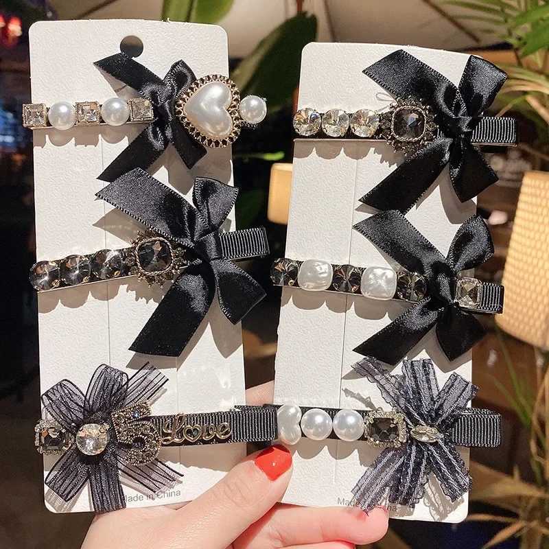 Korean Fashion Fabric Bow Hair Clips for Women Girls Crystal Pearl Ponytail Headpiece Barrette Headwear Hair Accessories Y251213
