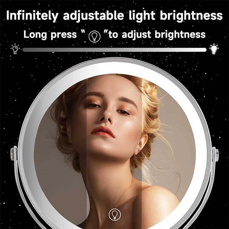 8 Inch LED Makeup Lights with Mirror 5X Magnification Double-Side High-Definition 3 Color Lights Source Vanity Lamp StandingT251213