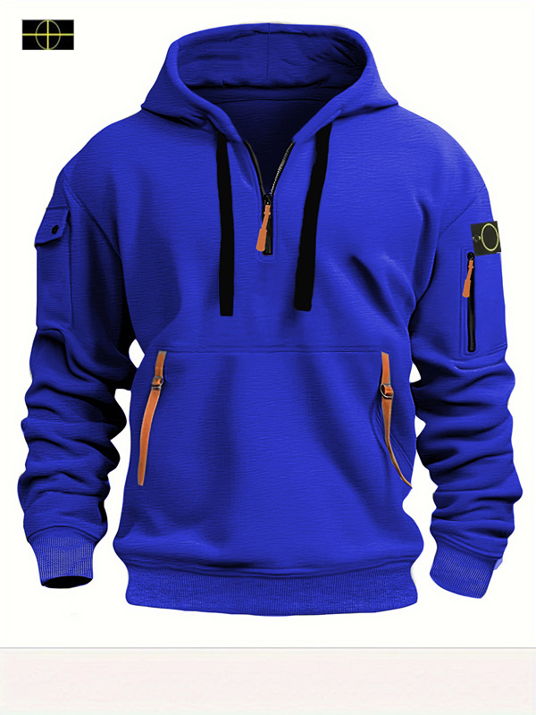 2026 New Stones Men's Velvet Hoodie Islands Autumn/Winter Loose Multi Pocket Men's Casual Large Top -12-13