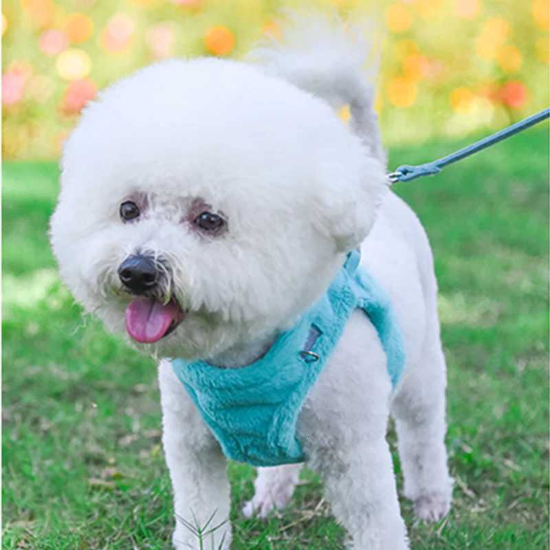 Winter Puppy Dog Harness and Leash Sets Warm Rabbit Plush Pet Harnesses for Small Dogs Cats Pomeranian Yorkshire arnes perro M251213