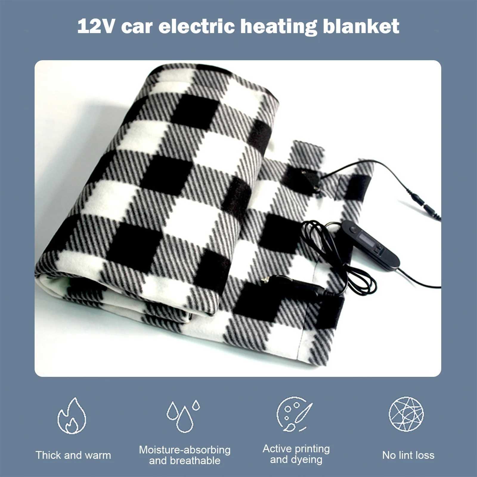 Electric Car Blanket 12 Volt Heated Fleece Travel Throw with Patented Safety Timer Constant Temperature Heating Blanket Y251212