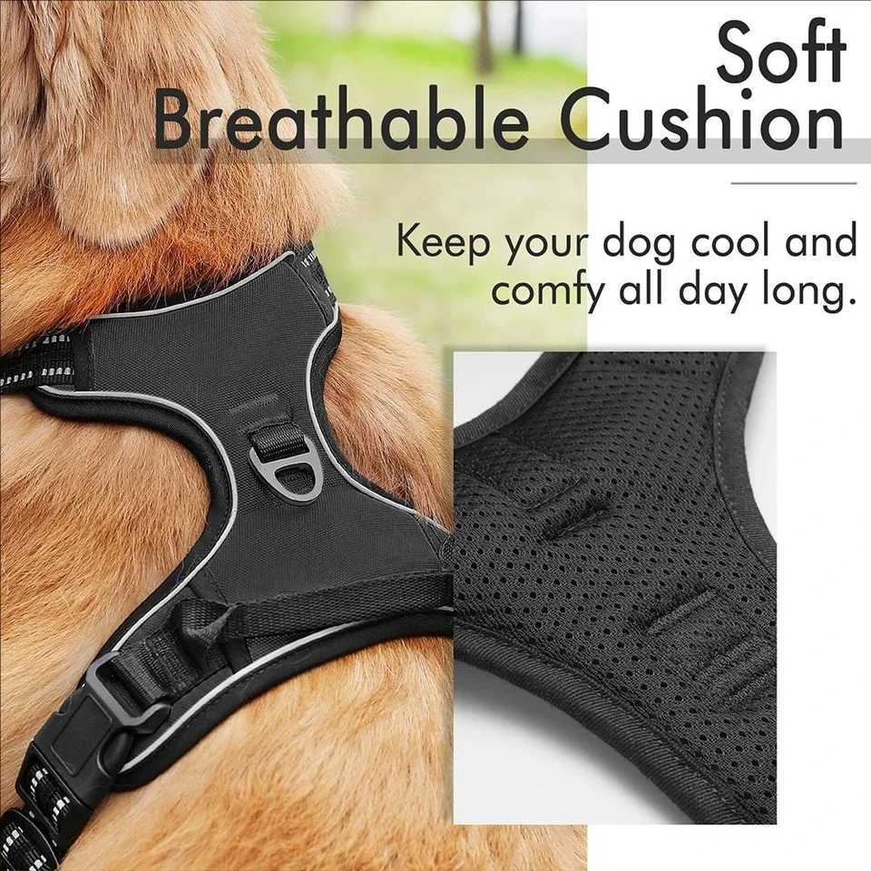 Dog Harness No-Pull Service Vest with Reflective Adjustable Soft Padded Comfortable for Outdoor Easy Walking No Choke for Pets M251213