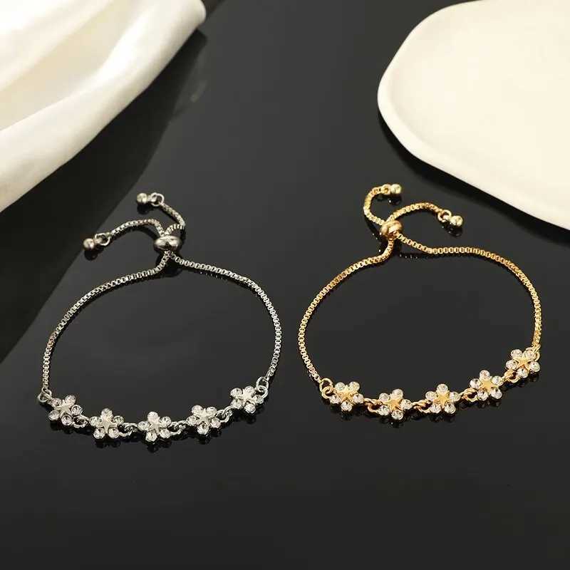 2pcs Gold-color And Silver-plated s Light Luxury Style Flowers Small Stars Brass Beads Adjustable Jewelry M251213