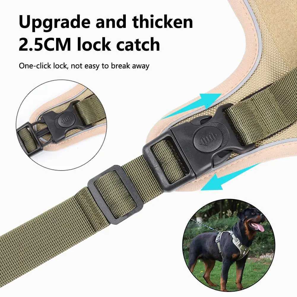 Medium Large Dog Harnesses Collar Labrador Army Reflective Adjustable Harness Oxford Cloth Pet Vest Training Hound Walk the Dog M251213