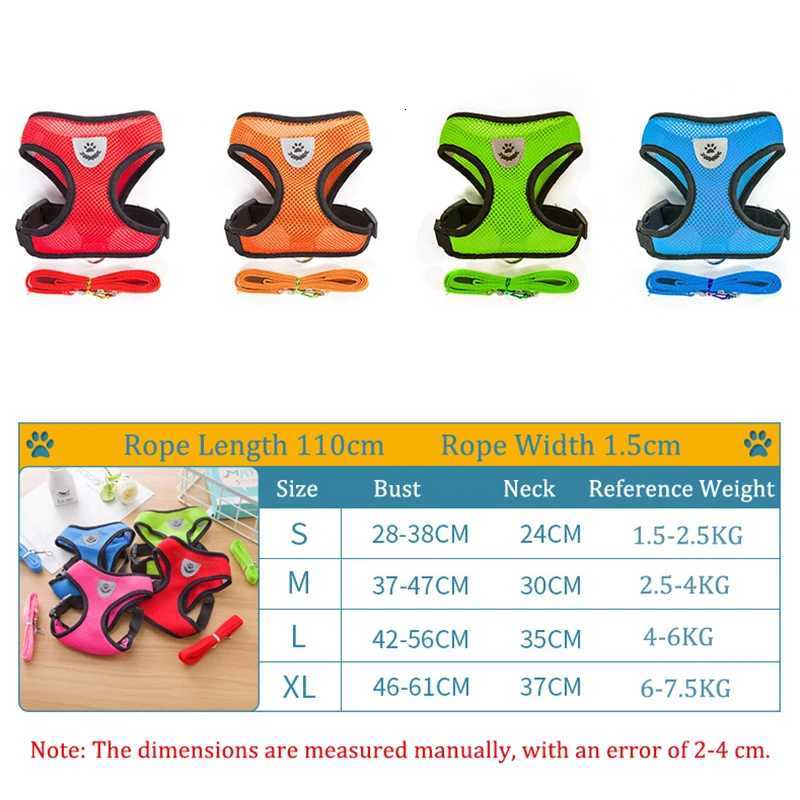Nylon Breathable Mesh Dog Harness and Leash Set Dog Cat Vest Harness for Small Dogs Kitten Cat Accessories Pet Supplies M251213