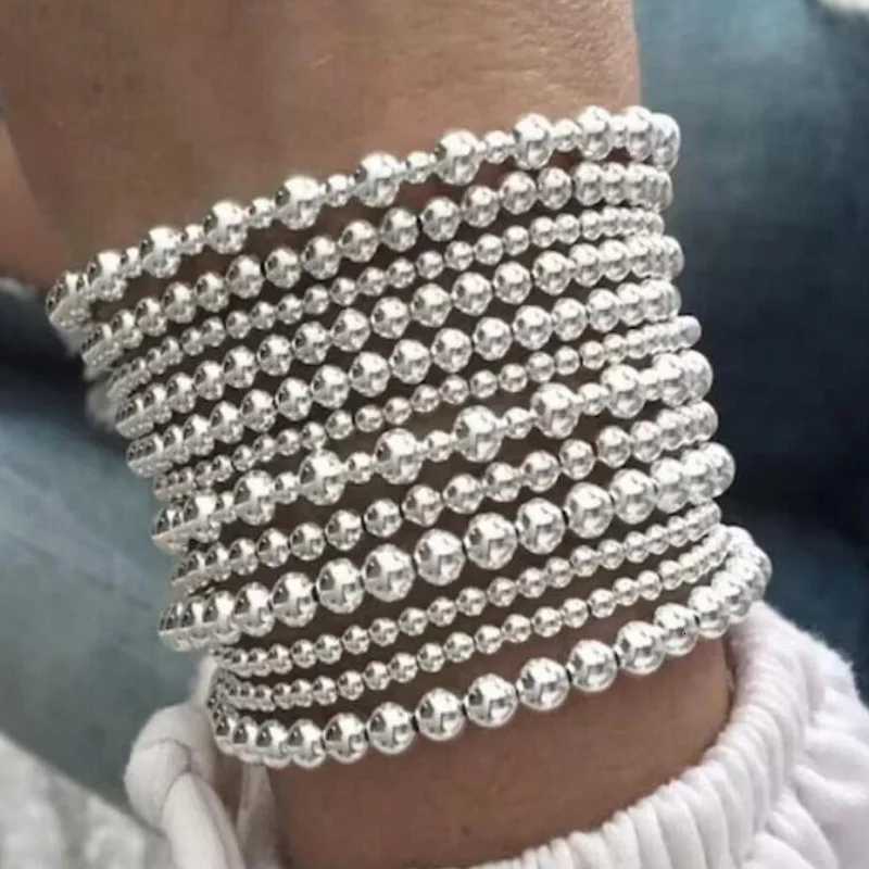 12pcs Chic Beaded Set For Women Elegant Vintage Silver Color Exaggerated Round Charm Bangles HipHop Party Jewelry Gifts M251213