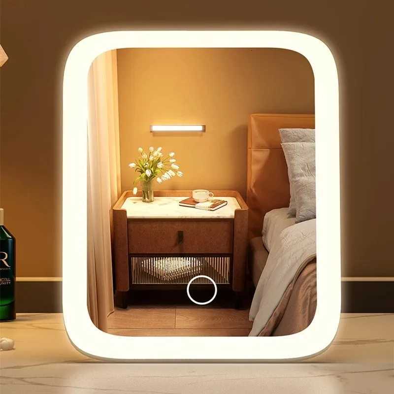 LED Smart Student Dormitory Desktop Fill Light Small Mirror Makeup Mirror with Light Girls Bedroom Dressing Table Mirror GiftT251213