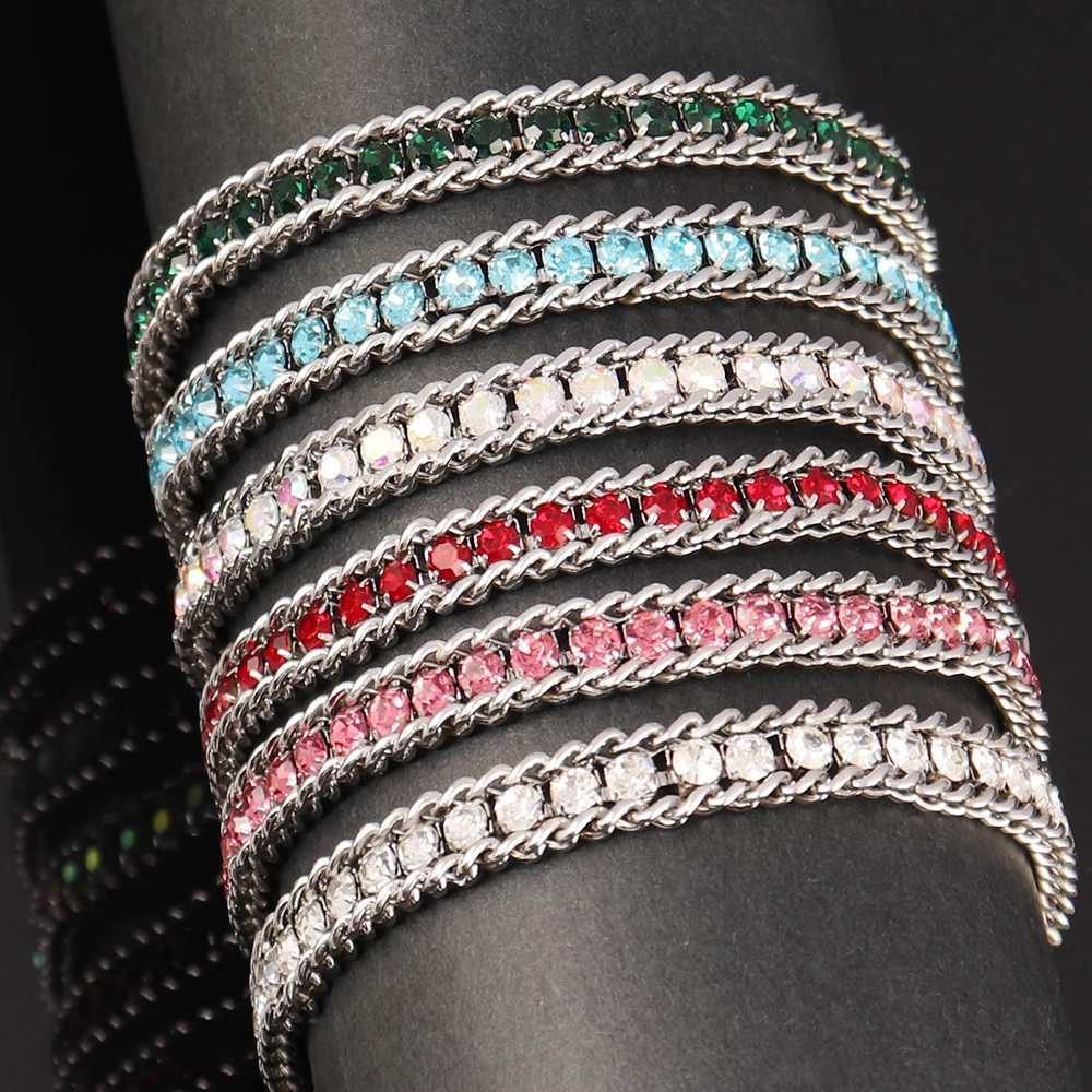 316L Stainless Steel For Women Luxury Tennis Chain Color Crystal Zircon Chain s Jewelry M251213