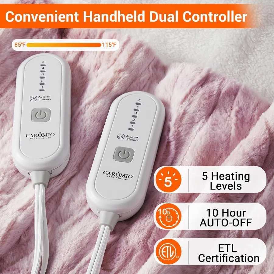 King Size Electric Blanket with Dual Control for Cozy Nights Fast Heating 5 Heat Levels 10 Hours Auto Off Timer ETL Certified Y251212