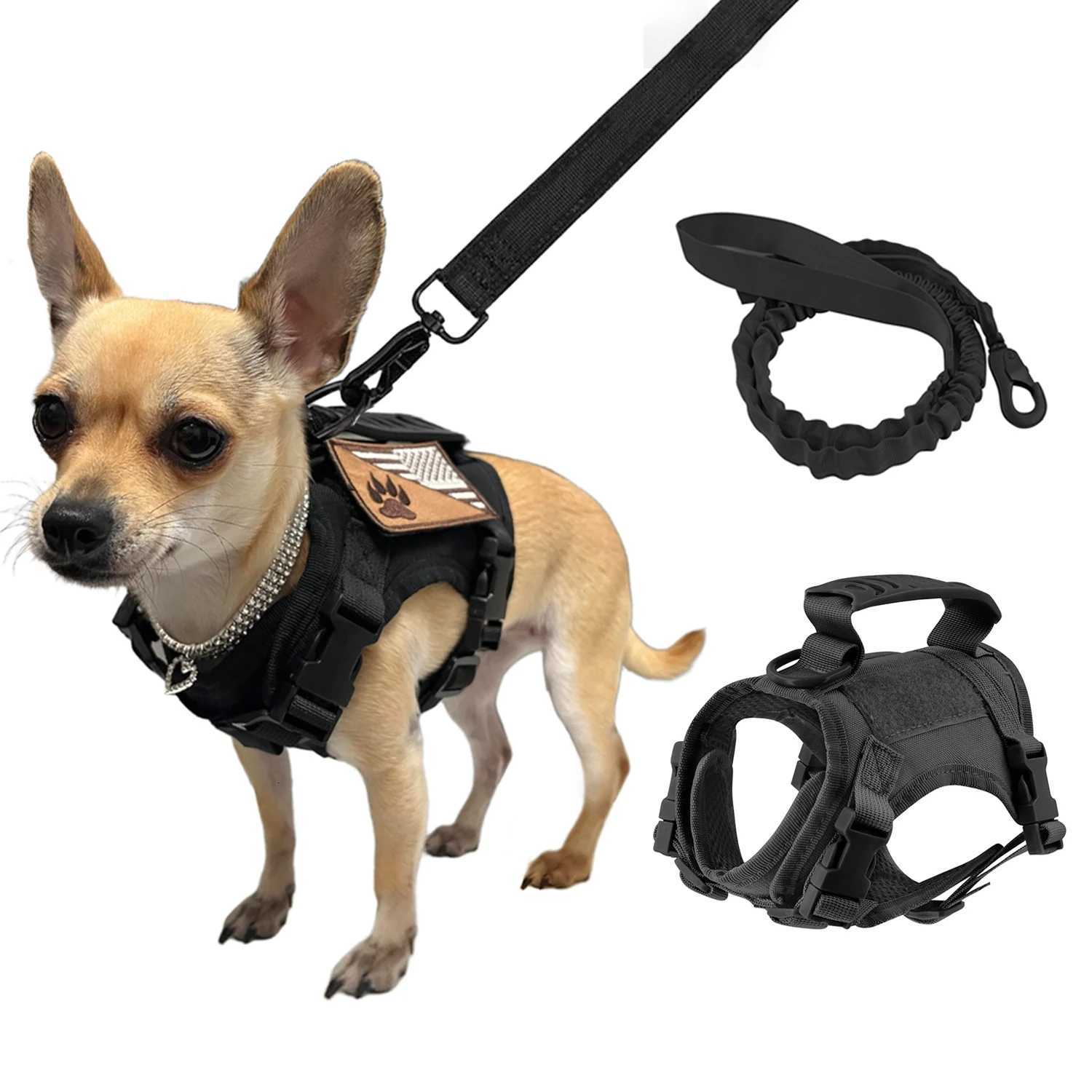 Tactical Puppy Harness Leash Set For Small Dogs Adjustable Cat Harnesses Vest For Training Walking Military Cats Dog Accessories M251213