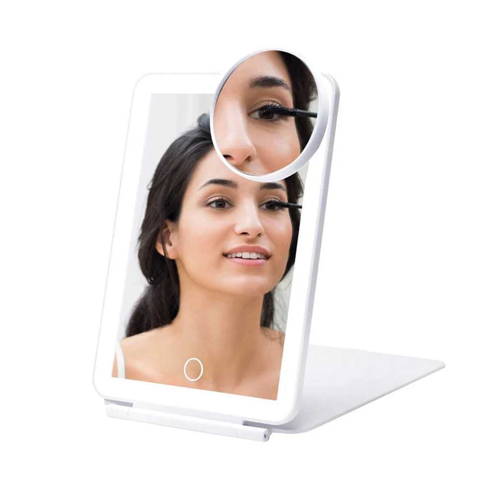 USB Charing Folding Makeup Mirror 10x Magnifying Touch Screen Dressing Cosmetic Glass LED Light Bedroom Beauty Vanity Table ToolT251213