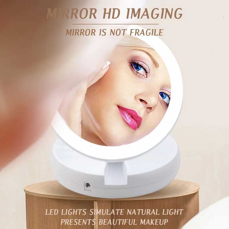 Dry Battery/USB Dual Purpose Double-Sided Mirror LED Makeup Mirror Portable Makeup Mirror Makeup Light With 10XMagnificationT251213