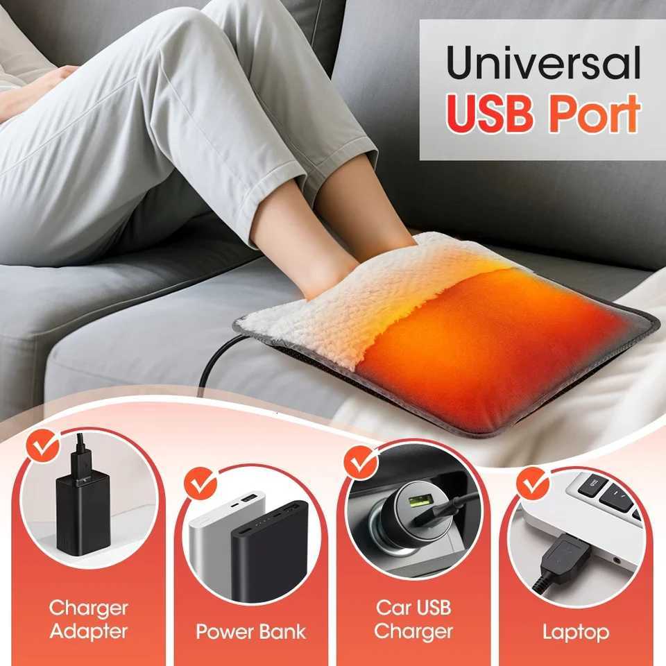 USB Winter Heating Foot Mat Office Home Washable Electric Heating Foot Pad Warm Feet Heater Soft Portable Electric Heater Y251212