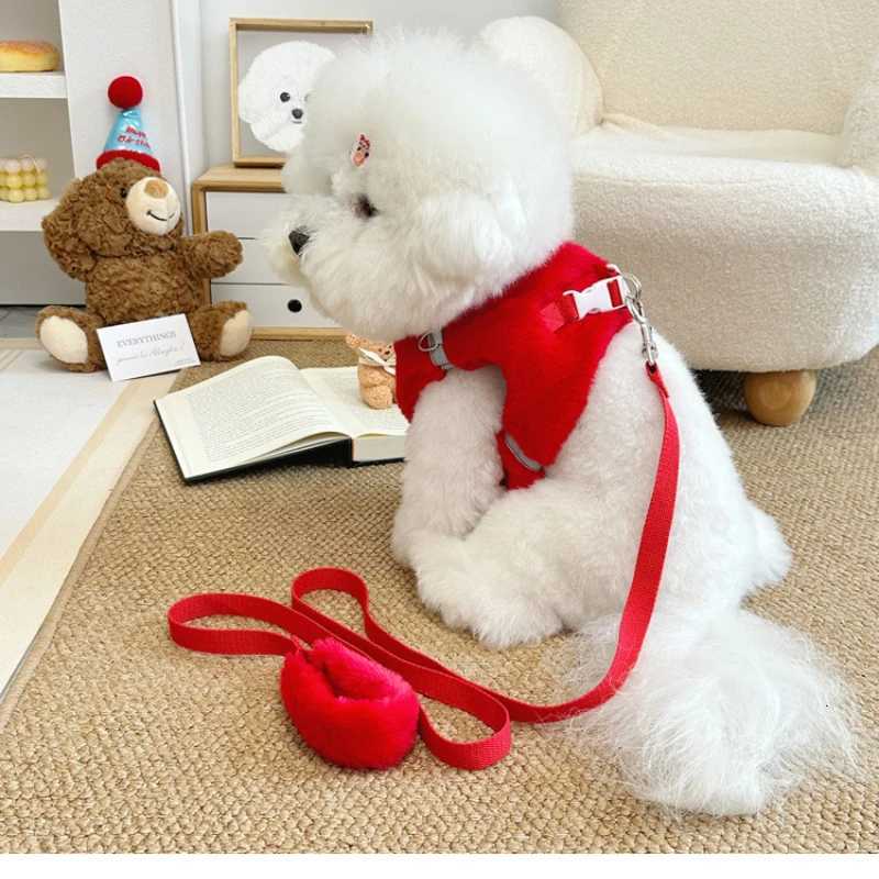 INS Cute Dog Harness Chest Back Set Autumn and Winter Harness and leash Set for Small Dogs Bichon Pet Plushes Cat Dog Products M251213
